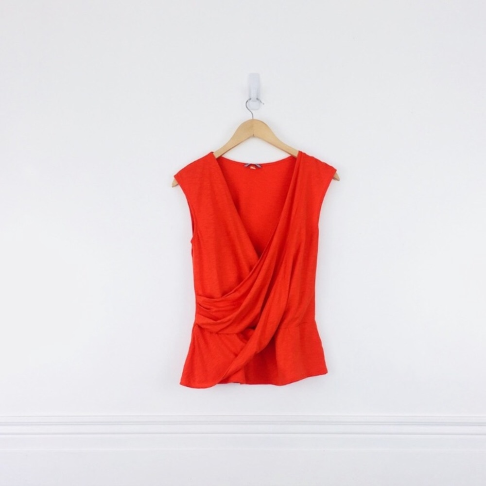 Anthropologie Leifnotes size M faux wrap orange